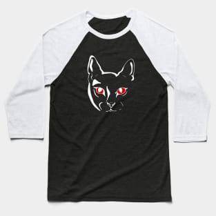 Cat face with red eyes Baseball T-Shirt